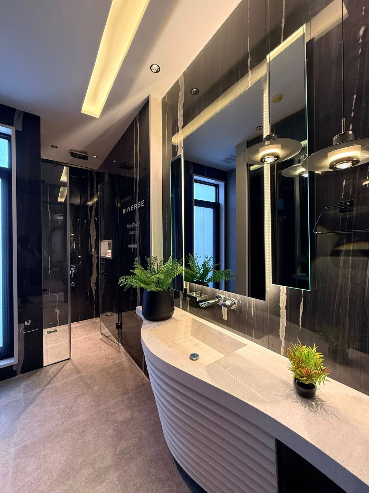 Vertical water supply lines routed to ceiling by Sabbaq Fannan Al Riyadh